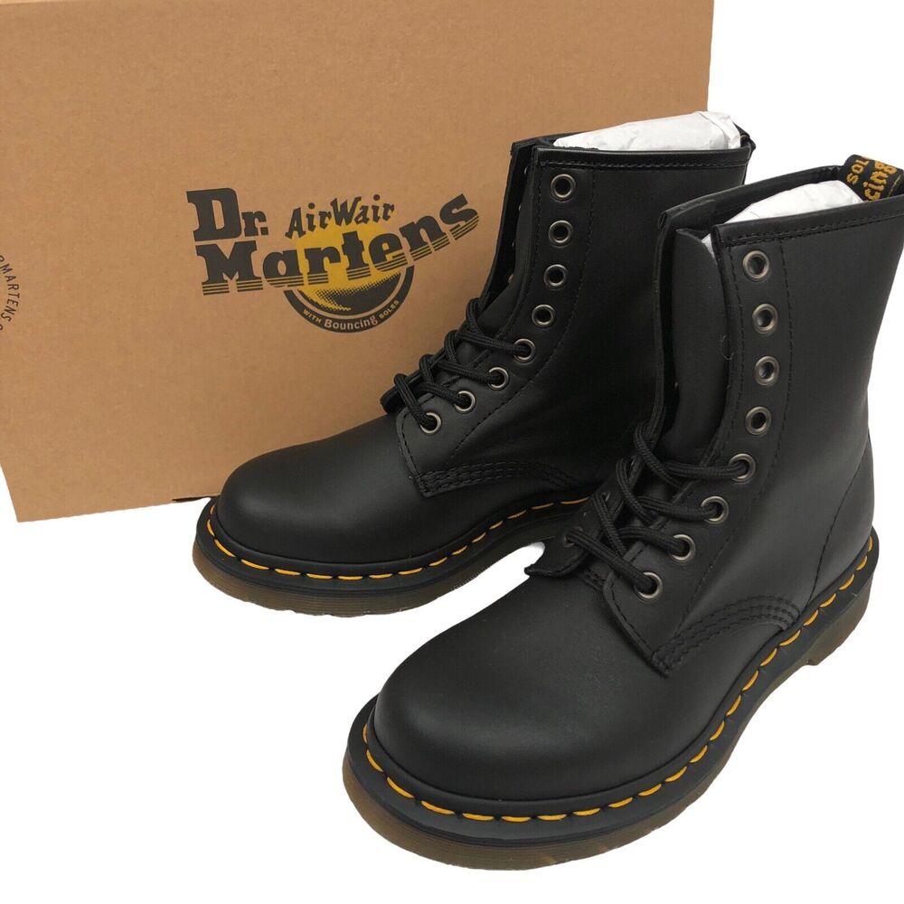 Dr Martens 1460 W Boots Womens‎ 5 Black Nappa Leather 8 Eye Lace Up Combat